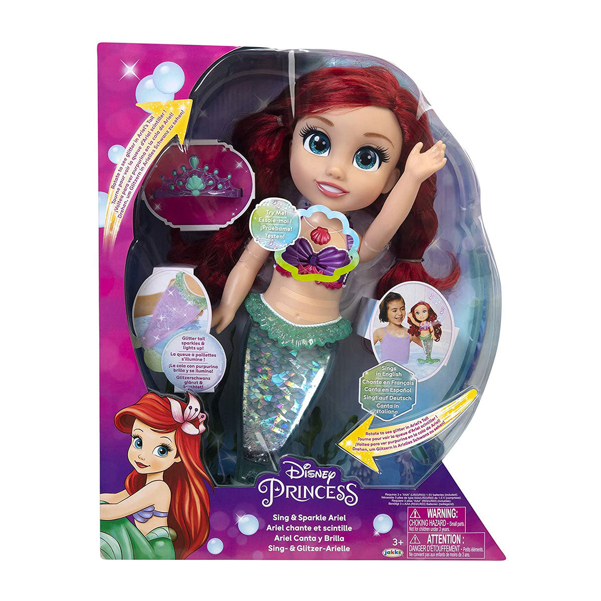 Disney Princess bambola 38 cm Ariel Glitter e Luci