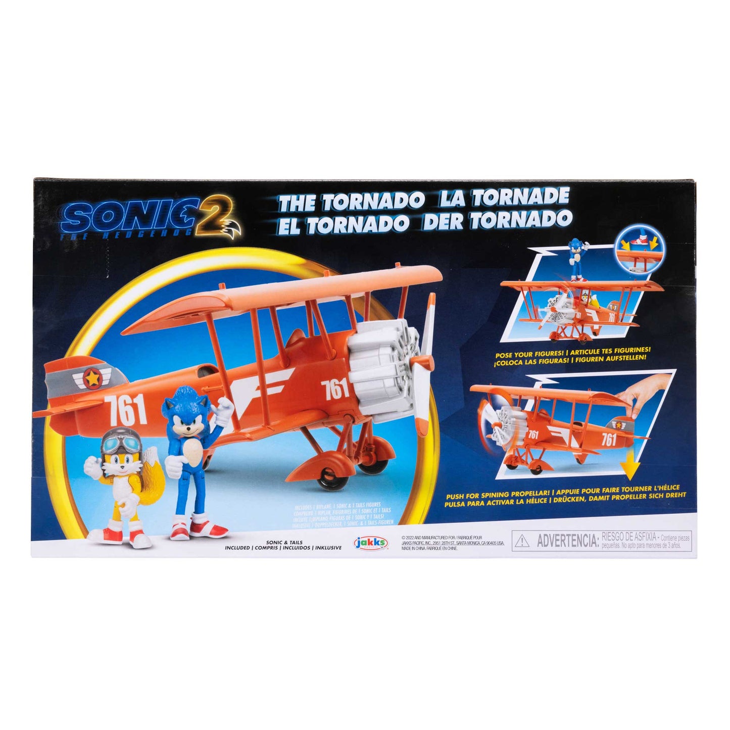 Sonic 2 playset Aereo Tornado con personaggio articolato 6 cm