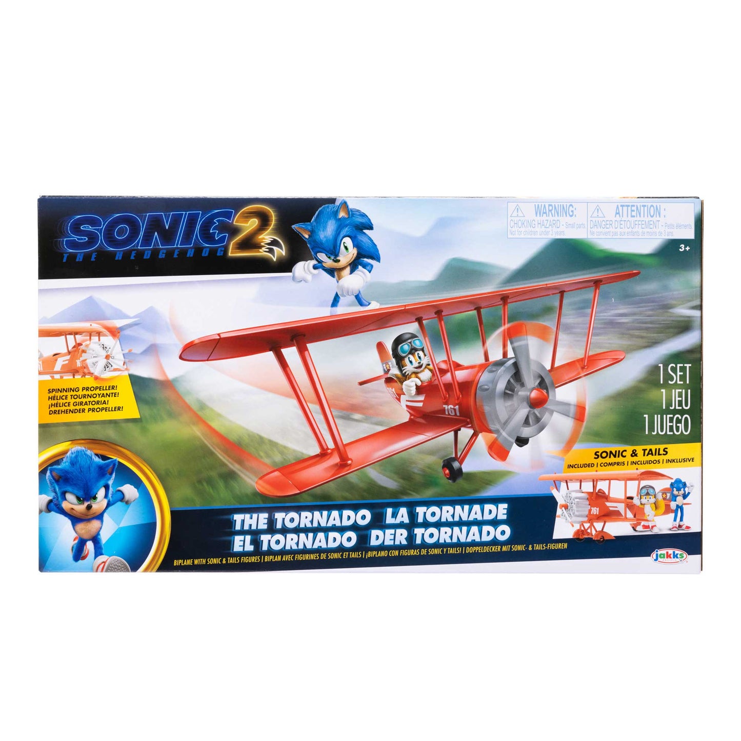 Sonic 2 playset Aereo Tornado con personaggio articolato 6 cm