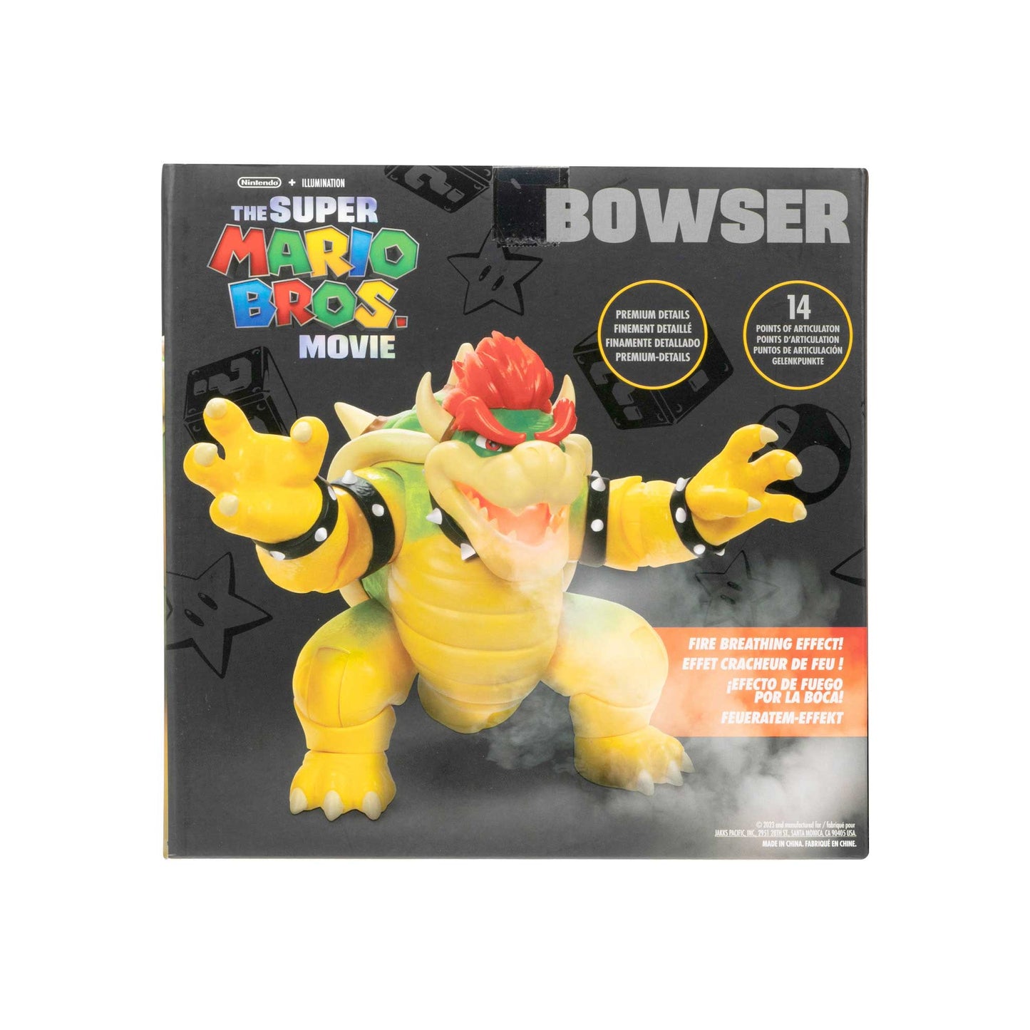 Super Mario Movie action figure di Bowser 18 cm sputafuoco