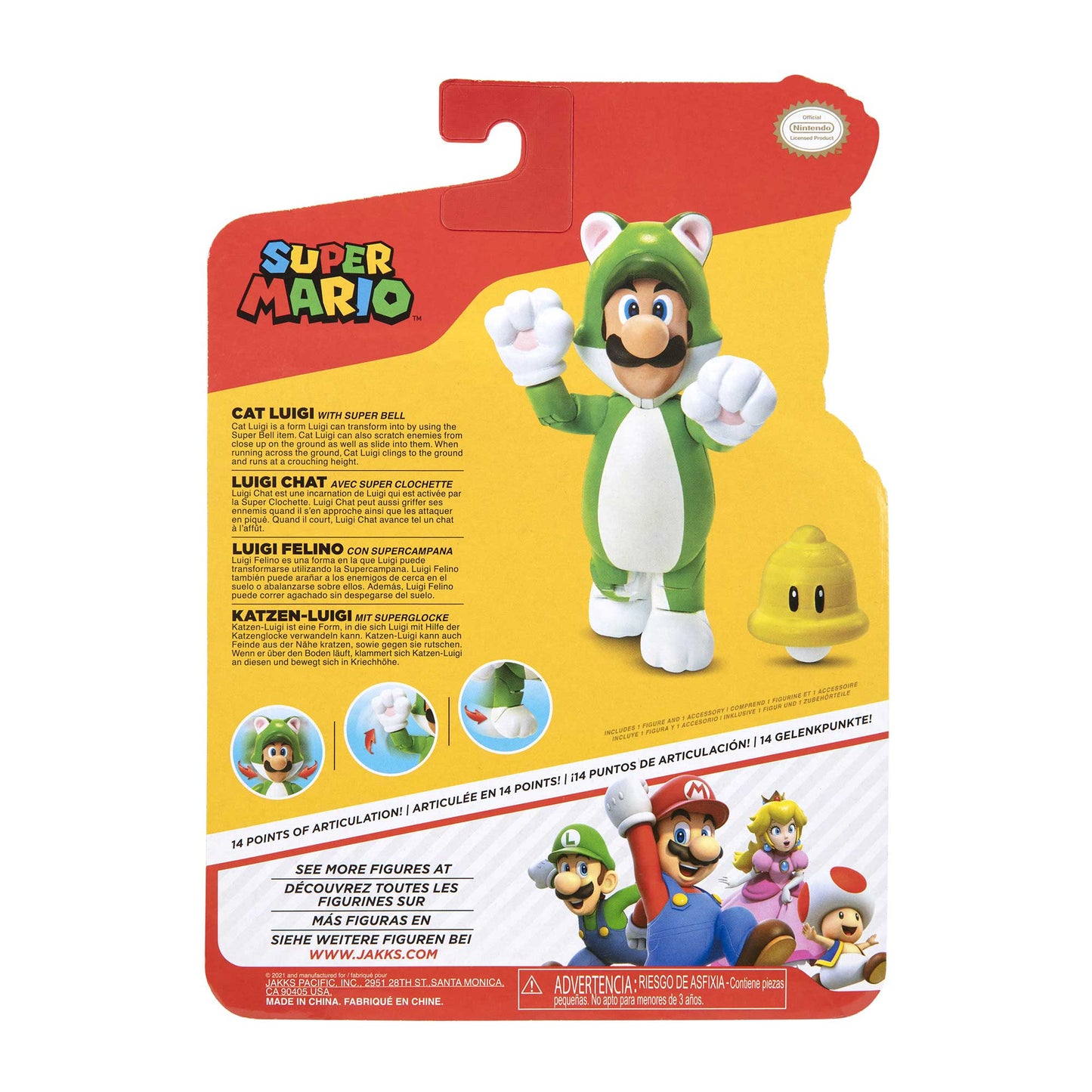 Nintendo Super Mario personaggi articolati 10 cm - Cat Luigi