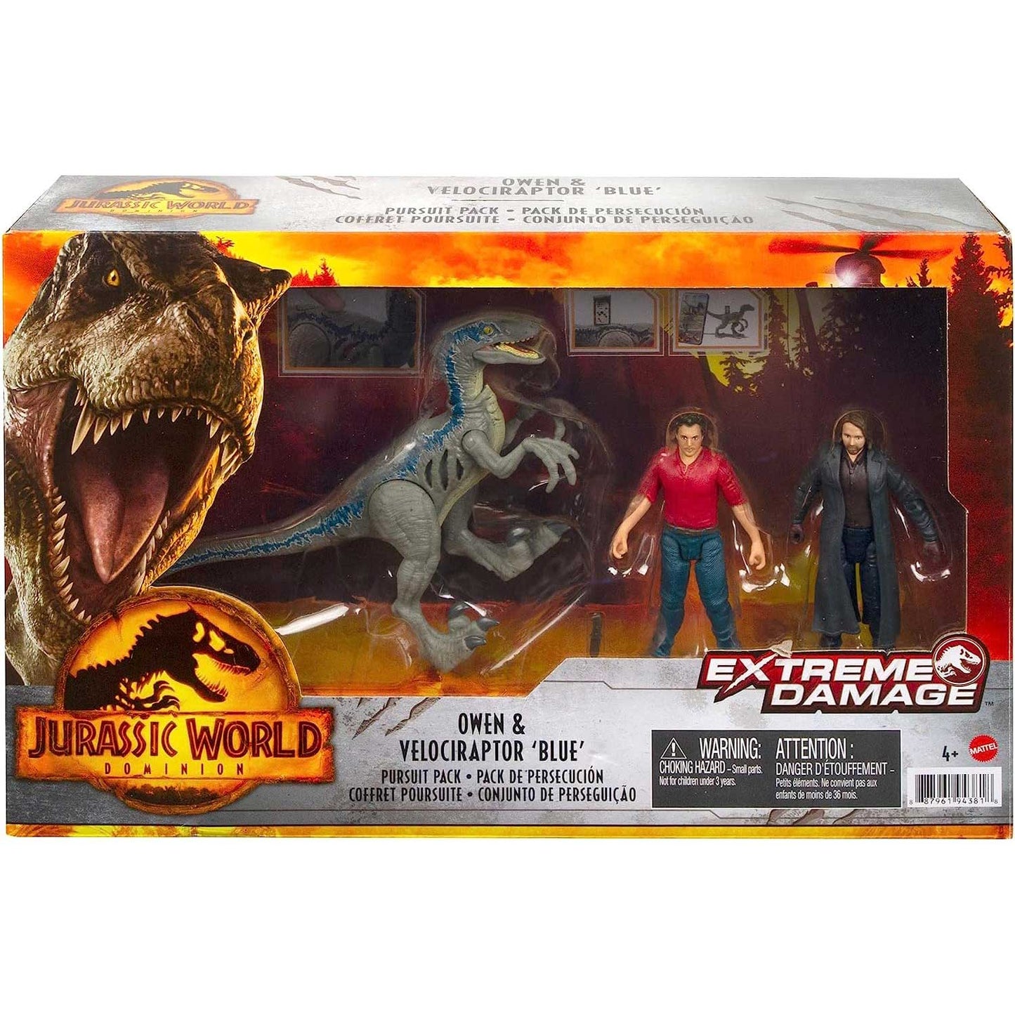 Jurassic World Dominion Extreme Damage - Pack Owen e Velociraptor Blu
