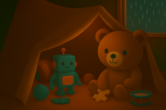 orsetto che gioca nella tenda