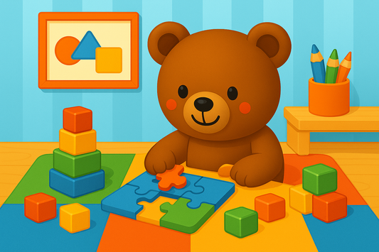 orsetto che gioca con giochi educativi