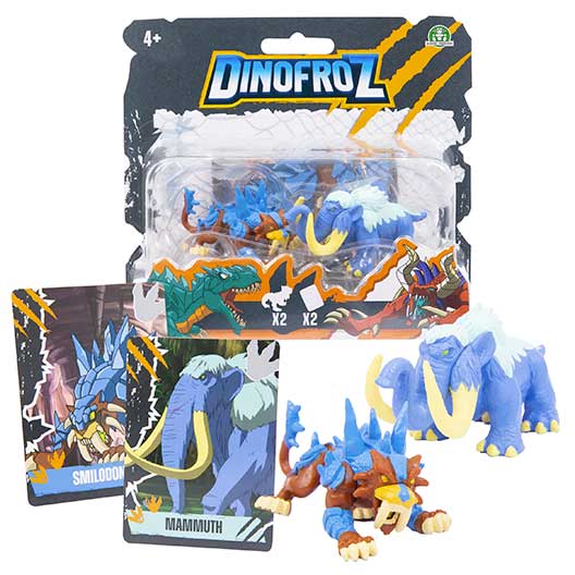 Dinofroz Blister 2 Mini Personaggi Smilodon + Mammuth