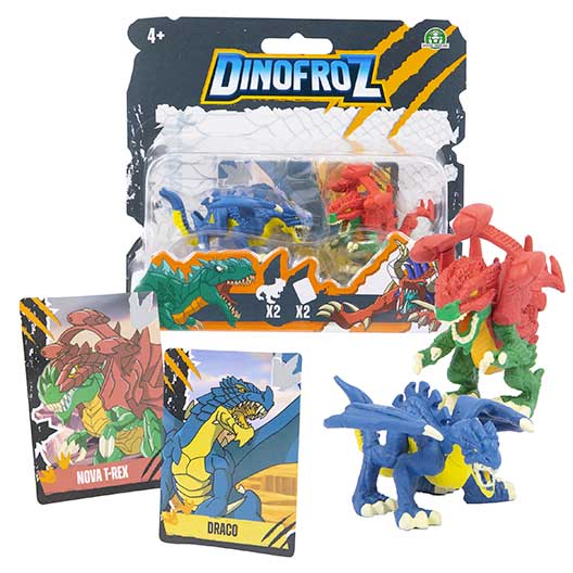 Dinofroz Blister 2 Mini Personaggi T-Rex Virus + Soldier Dragon